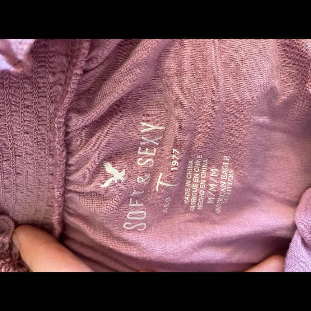 American Eagle Pink Off The Shoulder Shirt